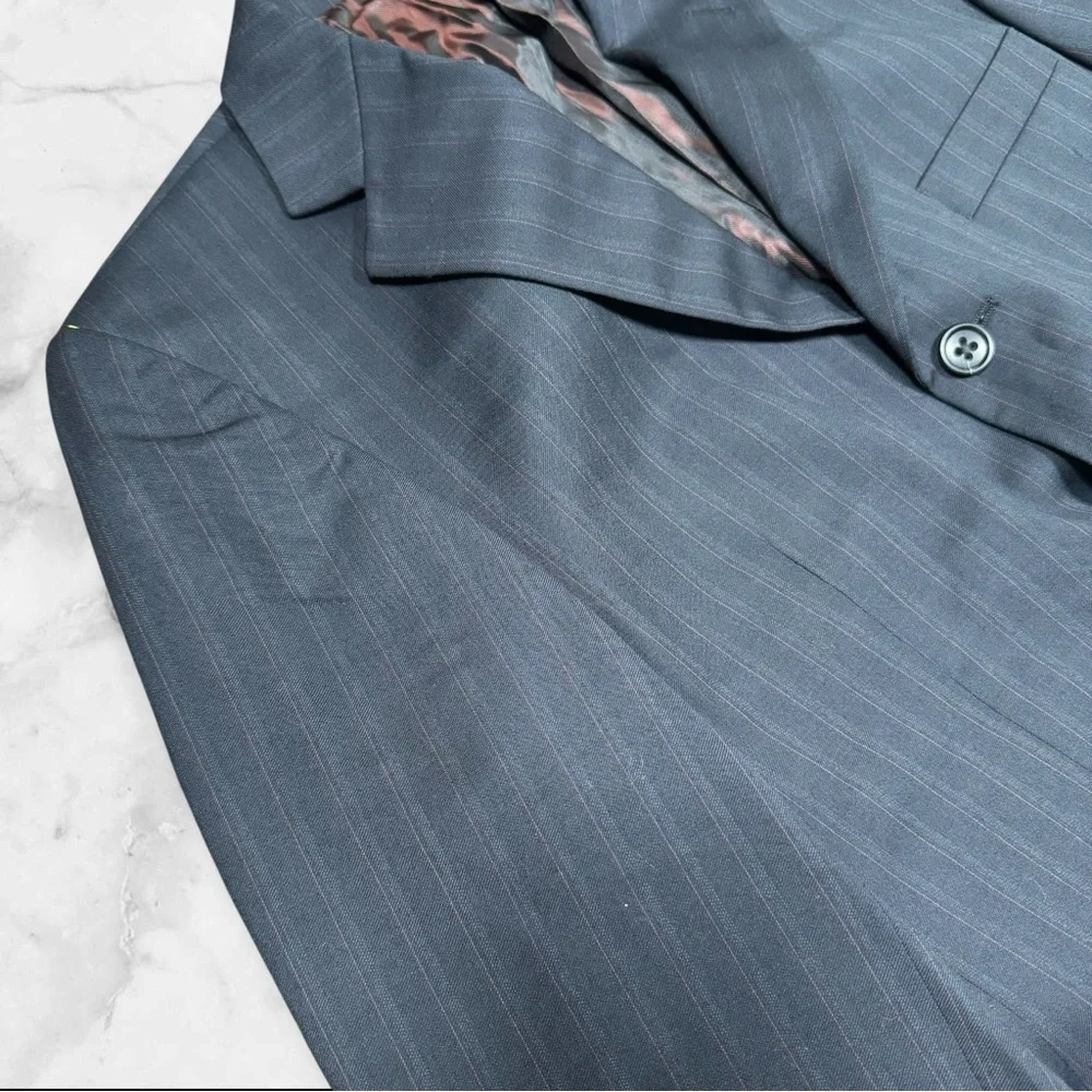 Banana Republic Modern Fit Pinstripe Jacket Mens Sz 38S 3 Button Grey Blue‎